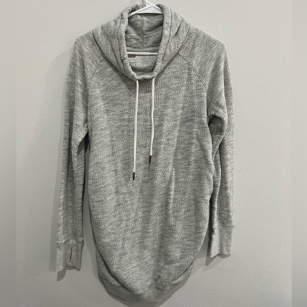 Gray cowl neck-style sweatshirt